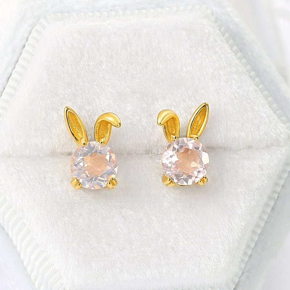 14K Gold Crystal Bunny Earrings - Beautiful Earth Boutique