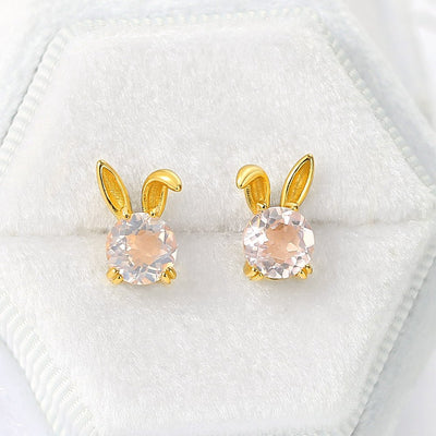 14K Gold Crystal Bunny Earrings - Beautiful Earth Boutique