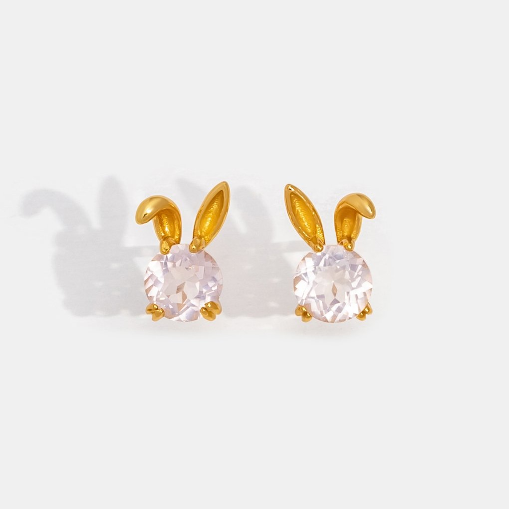 14K Gold Crystal Bunny Earrings - Beautiful Earth Boutique