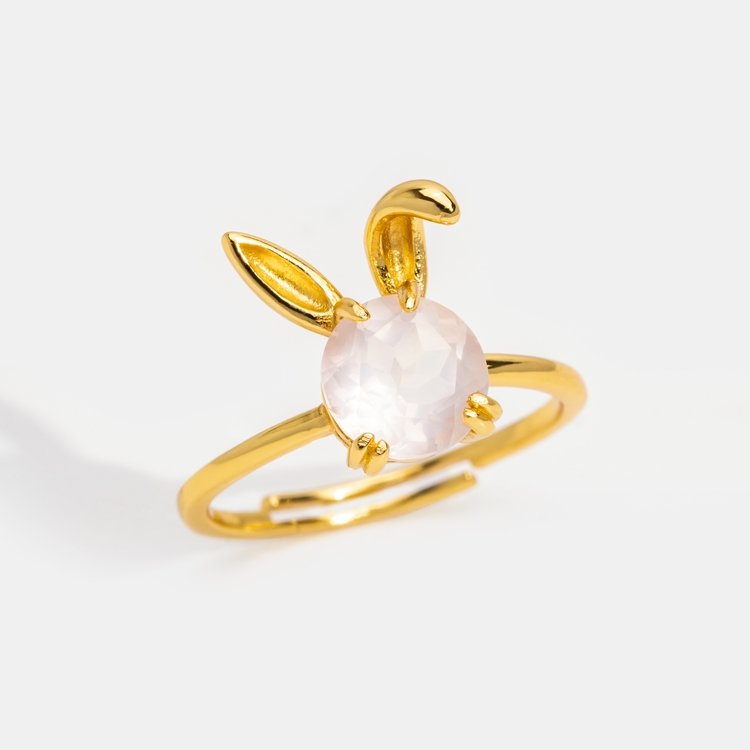 14K Gold Crystal Bunny Ring - Beautiful Earth Boutique