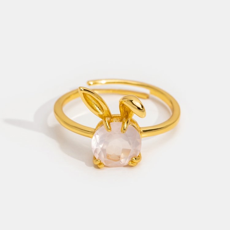 14K Gold Crystal Bunny Ring - Beautiful Earth Boutique