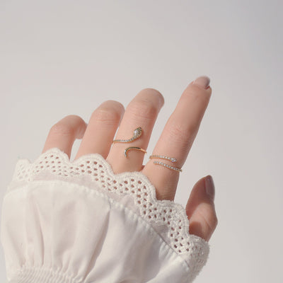 14K Gold Crystal Snake Rings - Beautiful Earth Boutique