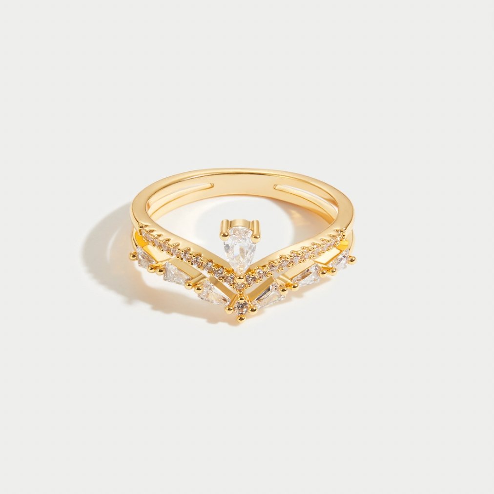 18K Gold Mia & Lilly Crystal Ring Set - Beautiful Earth Boutique