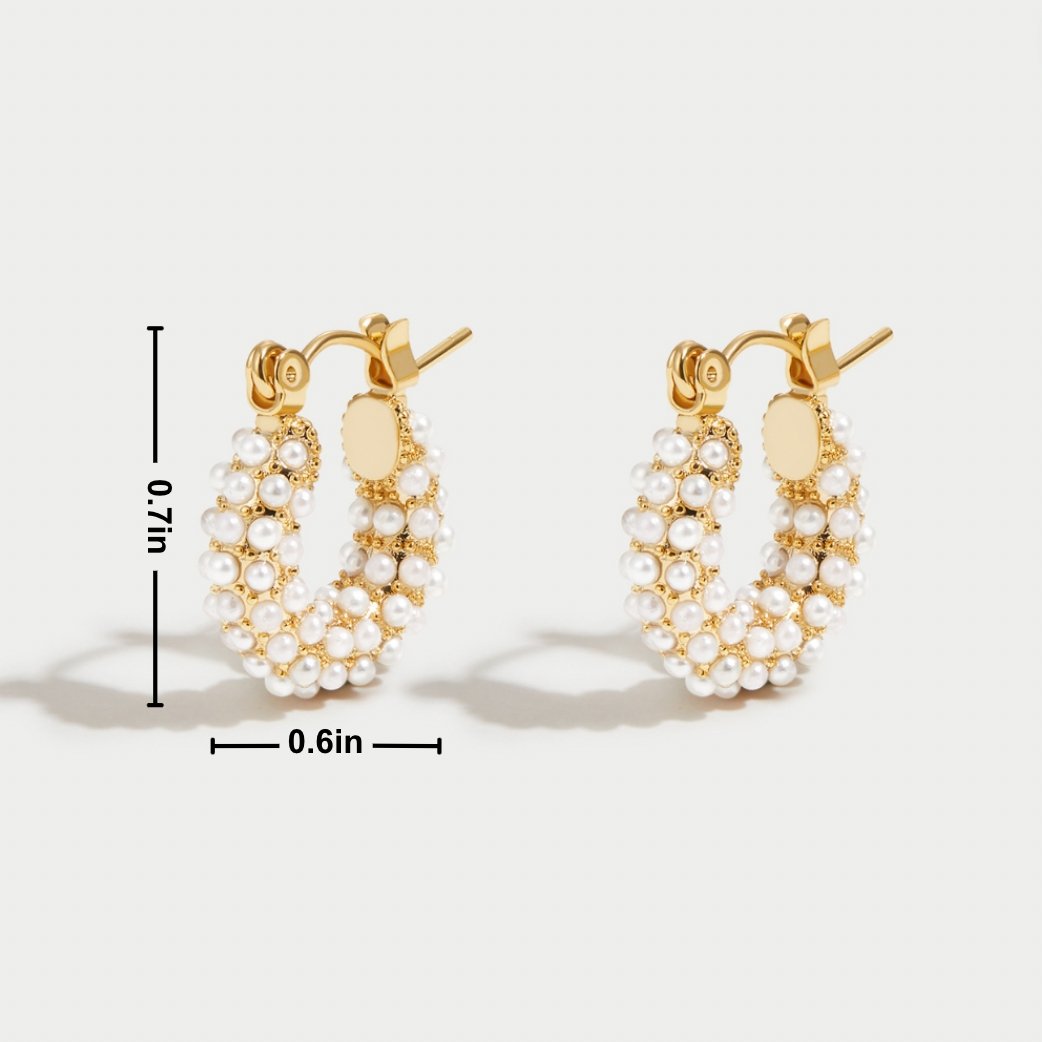 18K Gold Pearl Hoop Earrings - Beautiful Earth Boutique