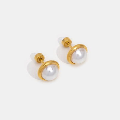 18K Gold Pearl Stud Earrings - Beautiful Earth Boutique