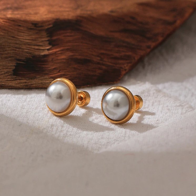 18K Gold Pearl Stud Earrings - Beautiful Earth Boutique