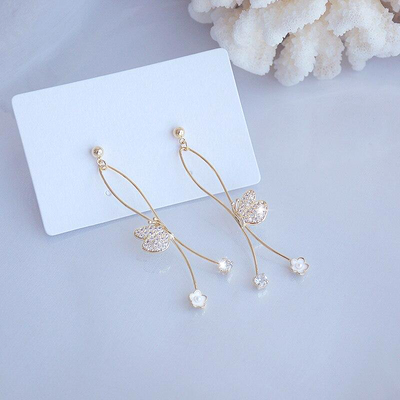 Golden Butterfly Drop Earrings