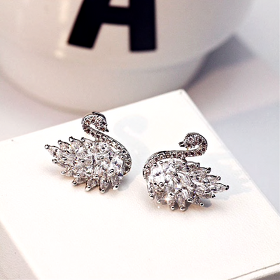 Crystal Swan Earrings