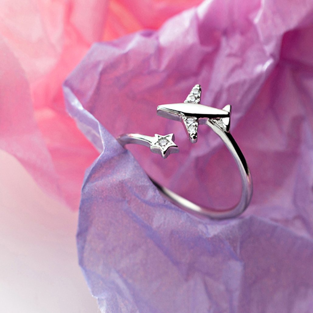 Airplane 925 Sterling Silver Ring - Beautiful Earth Boutique