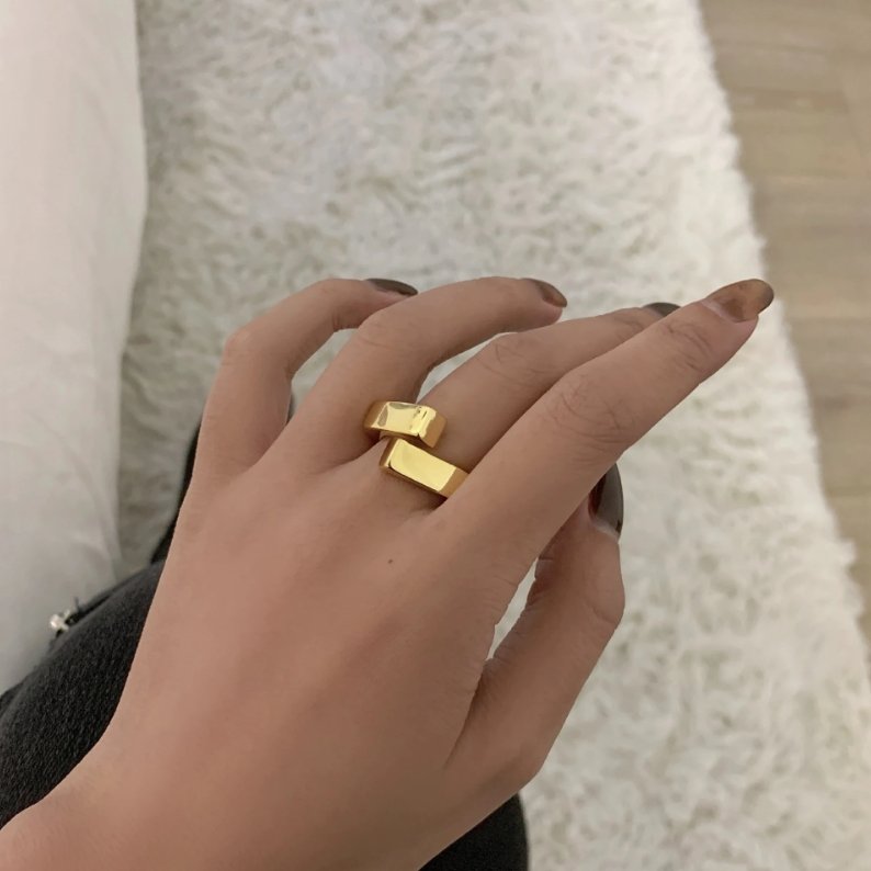 Aria Geometric Gold Statement Ring - Beautiful Earth Boutique