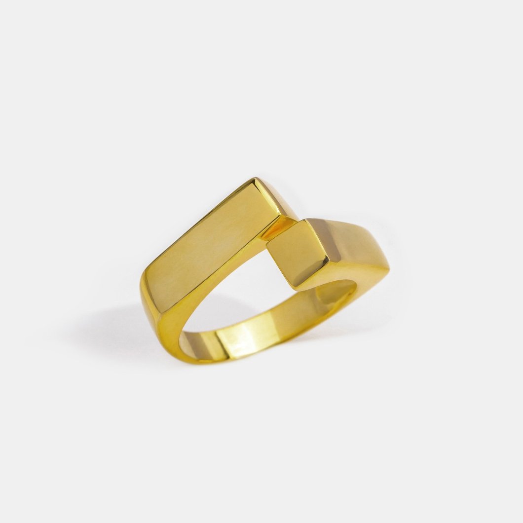 Aria Geometric Gold Statement Ring - Beautiful Earth Boutique