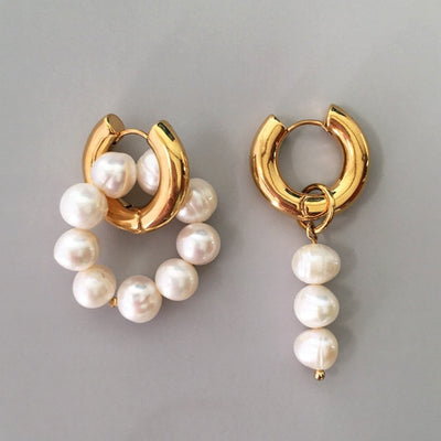 Asymmetrical Pearl Drop Earrings - Beautiful Earth Boutique