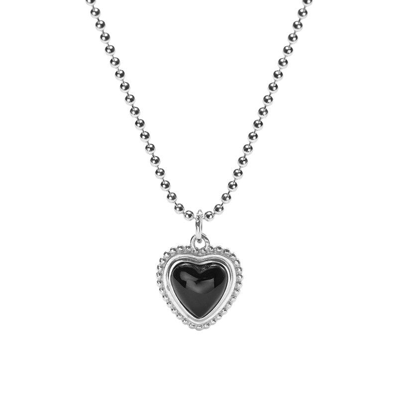 Black Agate Heart Necklace - Beautiful Earth Boutique