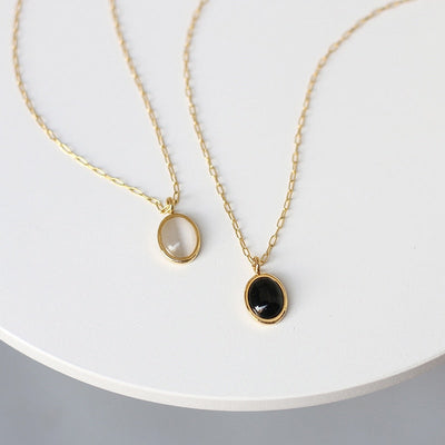 Black Onyx & White Opal Necklace - Beautiful Earth Boutique