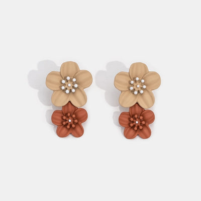 Blooming Beige Double Petal Earrings - Beautiful Earth Boutique