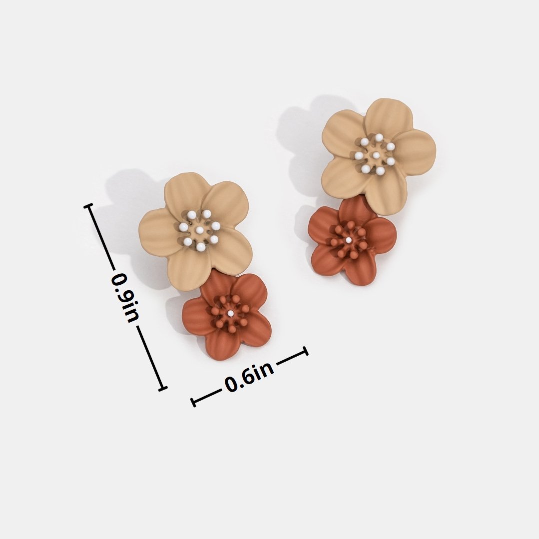 Blooming Beige Double Petal Earrings - Beautiful Earth Boutique