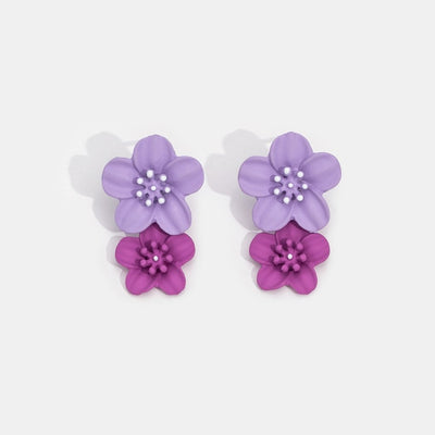 Blooming Purple Double Petal Earrings - Beautiful Earth Boutique