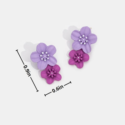 Blooming Purple Double Petal Earrings - Beautiful Earth Boutique