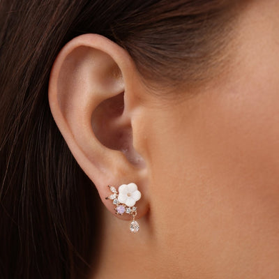 Blooming Rose Gold White Petal Earrings - Beautiful Earth Boutique