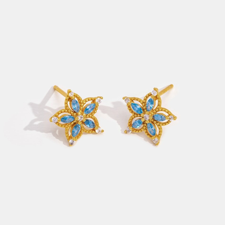 Blue Blooming Flower Earrings - Beautiful Earth Boutique