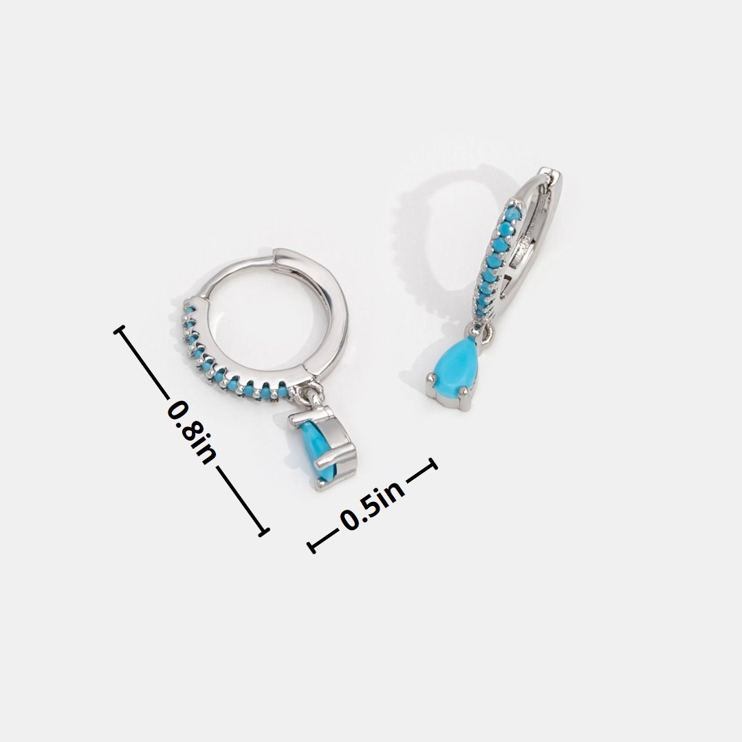 Blue Cyan Crystal Gold Hoop Earrings - Beautiful Earth Boutique