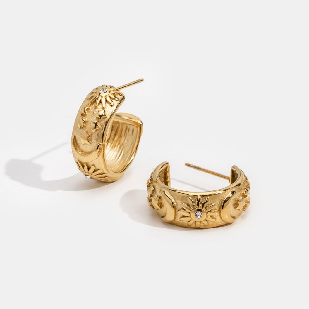 Celestial Gold Hoop Earrings - Beautiful Earth Boutique