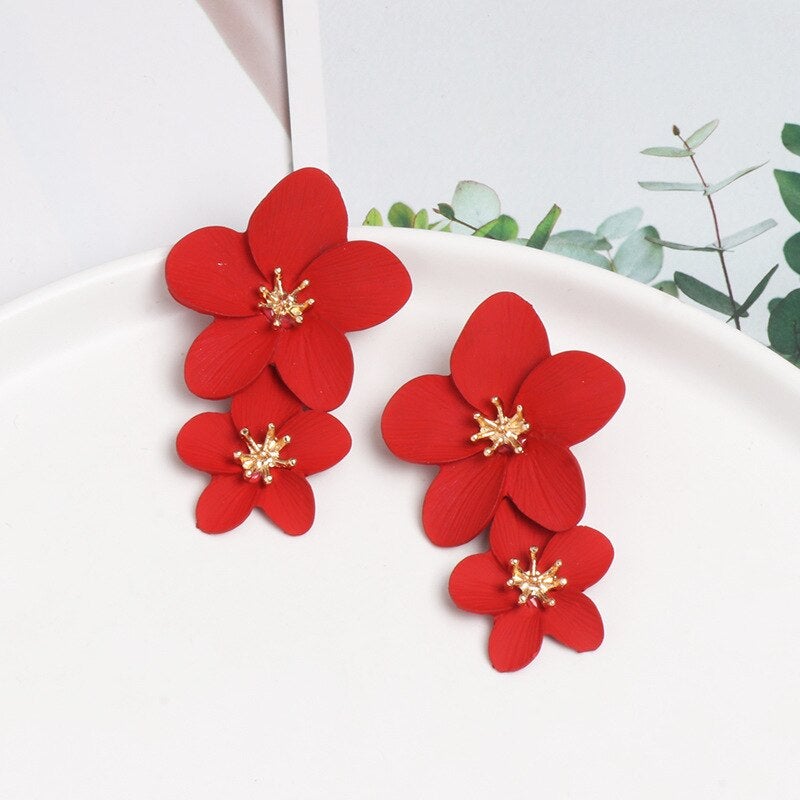 Celia Double Flower Earrings - Beautiful Earth Boutique