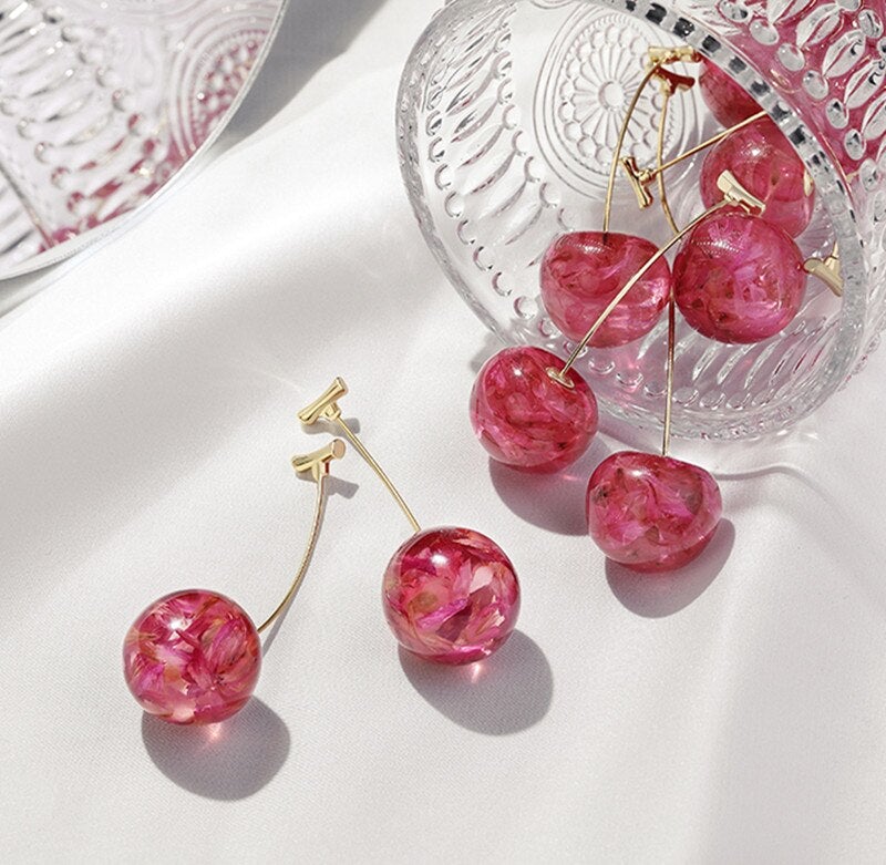 Celia Pink Cherry Earrings - Beautiful Earth Boutique