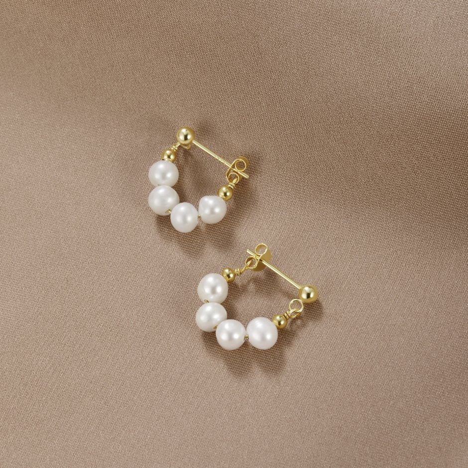 Celine Pearl Hoop Earrings - Beautiful Earth Boutique UK