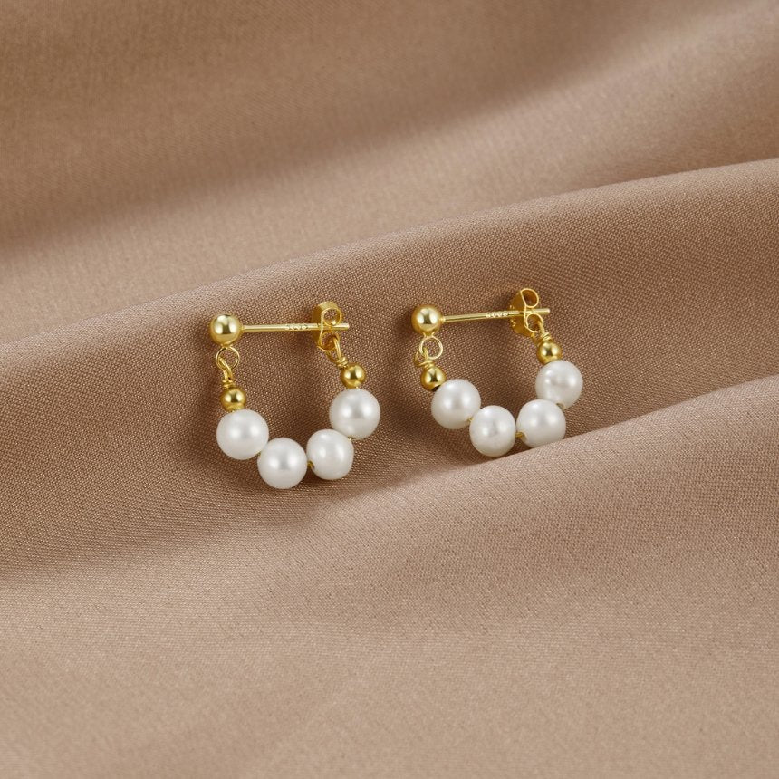 Celine Pearl Hoop Earrings - Beautiful Earth Boutique UK