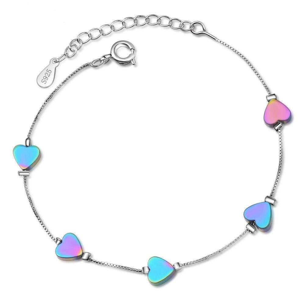 Colorful Heart Silver Bracelet - Beautiful Earth Boutique