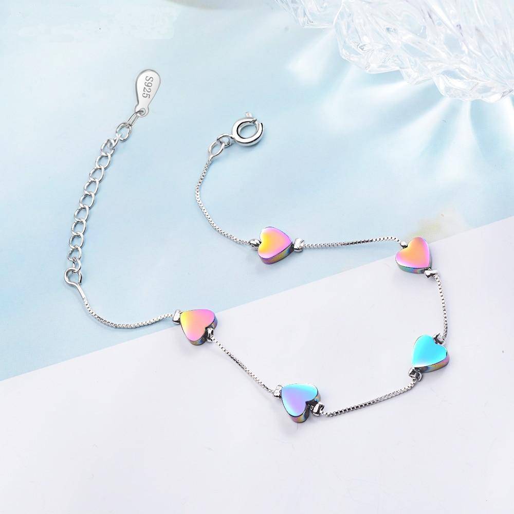 Colorful Heart Silver Bracelet - Beautiful Earth Boutique