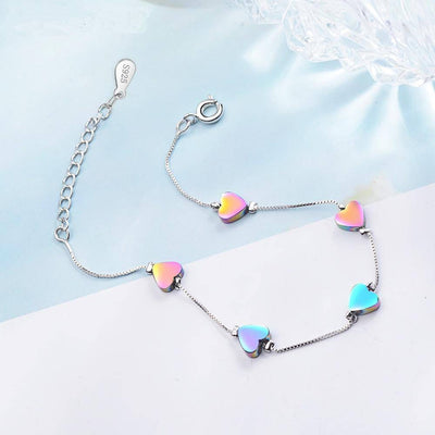 Colorful Heart Silver Bracelet - Beautiful Earth Boutique