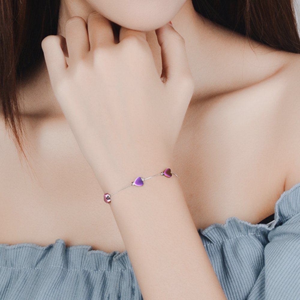 Colorful Heart Silver Bracelet - Beautiful Earth Boutique