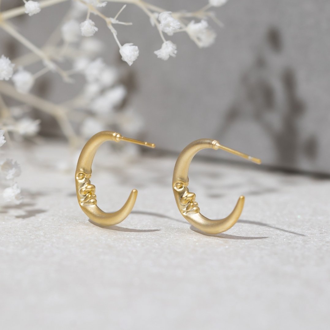 Crescent 18K Gold Moon Earrings - Beautiful Earth Boutique