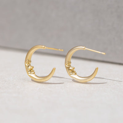 Crescent 18K Gold Moon Earrings - Beautiful Earth Boutique