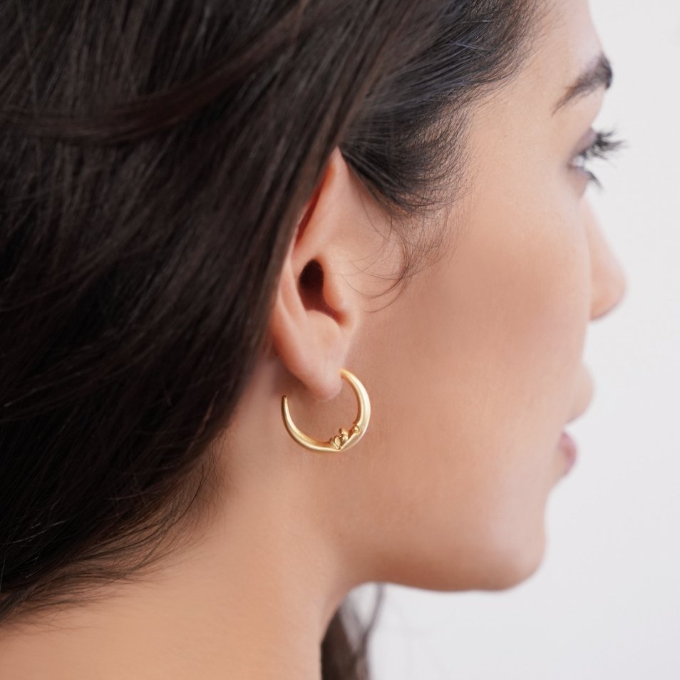 Crescent 18K Gold Moon Earrings - Beautiful Earth Boutique