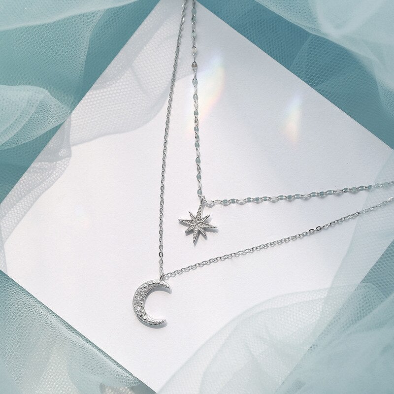 Crescent Moon & Star Necklace - Beautiful Earth Boutique