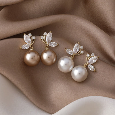 Crystal Butterfly & Pearl Earrings - Beautiful Earth Boutique