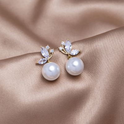 Crystal Butterfly & Pearl Earrings