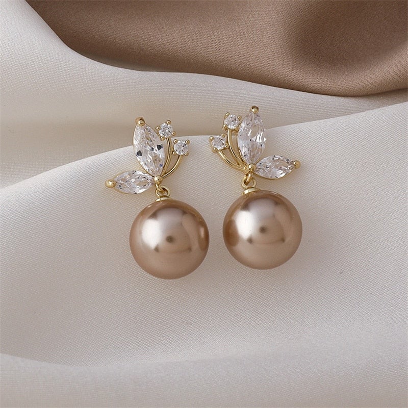 Crystal Butterfly & Pearl Earrings - Beautiful Earth Boutique