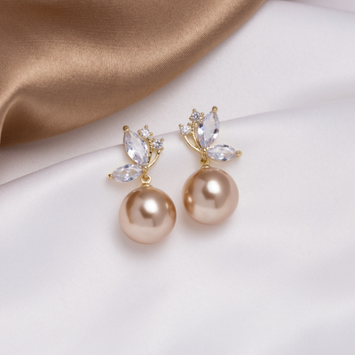 Crystal Butterfly & Pearl Earrings