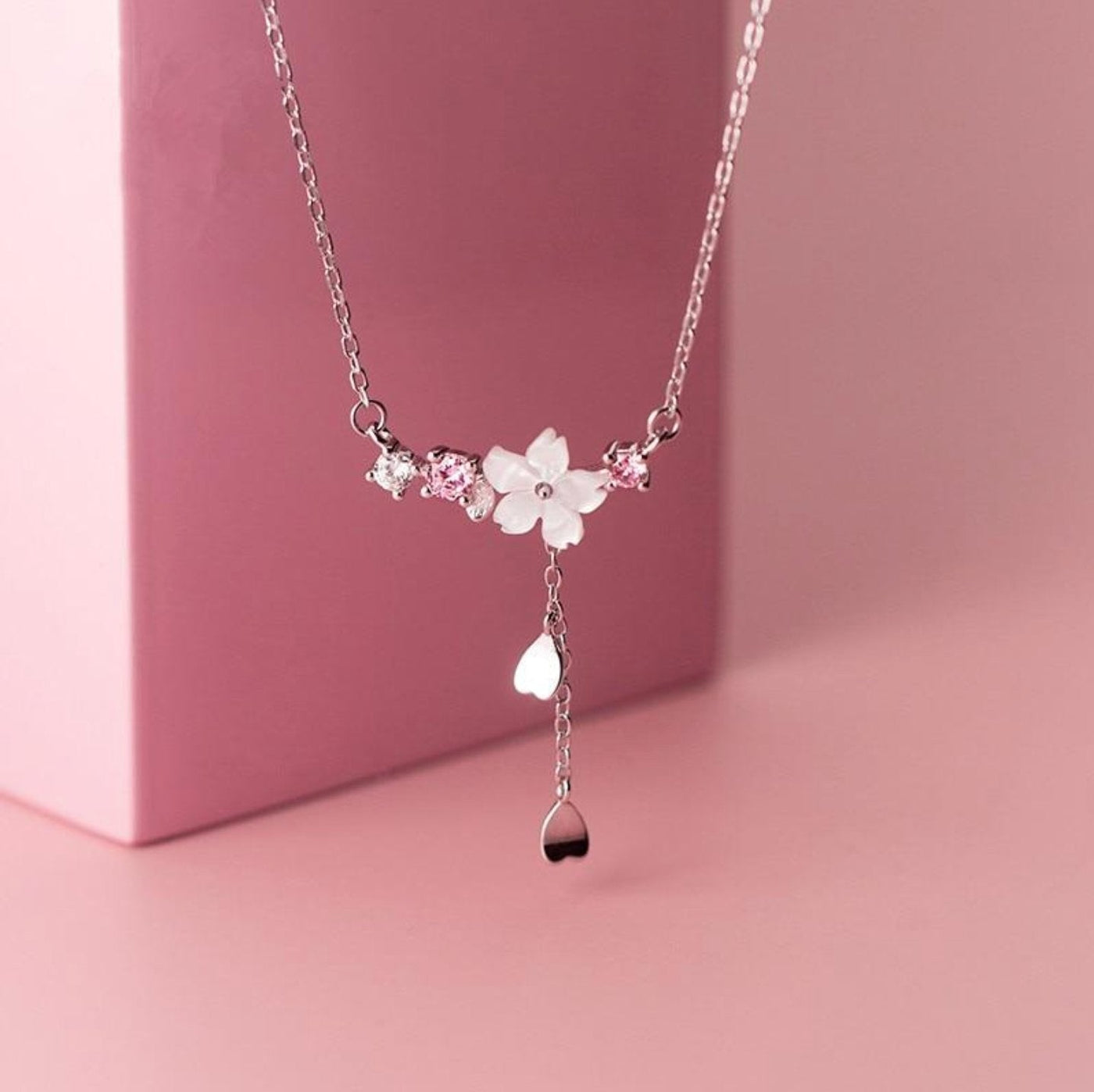 Crystal Cherry Blossom Earrings & Necklace Set - Beautiful Earth Boutique