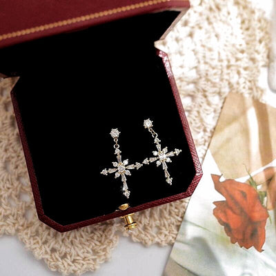 Crystal Cross Pendant Earrings - Beautiful Earth Boutique