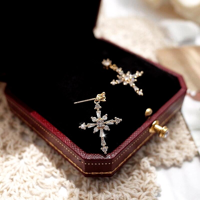 Crystal Cross Pendant Earrings - Beautiful Earth Boutique