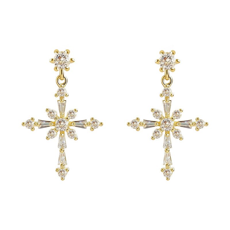 Crystal Cross Pendant Earrings - Beautiful Earth Boutique