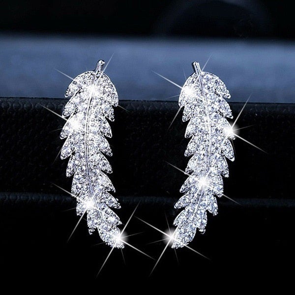 Crystal Feather Earrings - Beautiful Earth Boutique