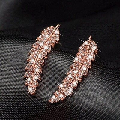 Crystal Feather Earrings - Beautiful Earth Boutique