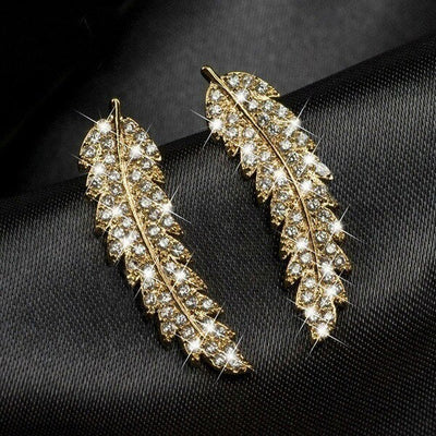 Crystal Feather Earrings - Beautiful Earth Boutique