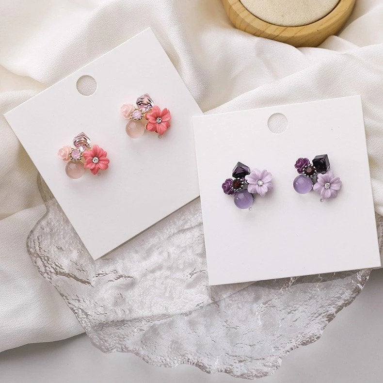 Crystal Flower Bouquet Earrings - Beautiful Earth Boutique